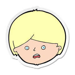 sticker of a cartoon unhappy boy