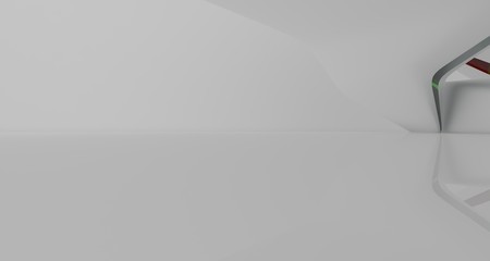 Abstract white and colored gradient glasses interior multilevel public space with window. 3D illustration and rendering.