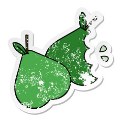 distressed sticker of a cute cartoon pears