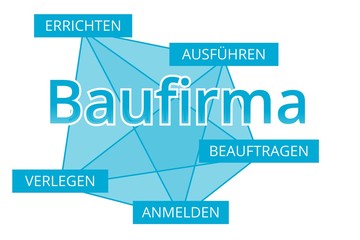 Baufirma - Begriffe verbinden, Farbe blau