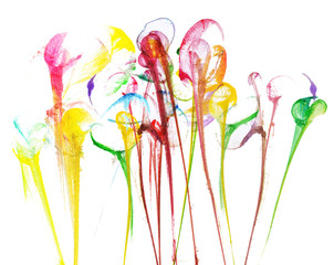 Art Abstract Flowers .Hand watercolor painting on paper.