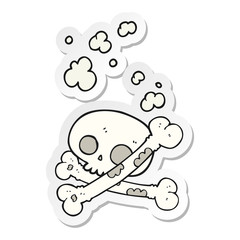 sticker of a cartoon old pile of bones