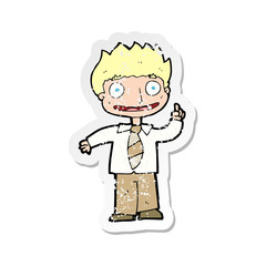 retro distressed sticker of a cartoon man with idea