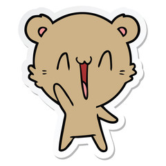 Obraz premium sticker of a happy bear cartoon