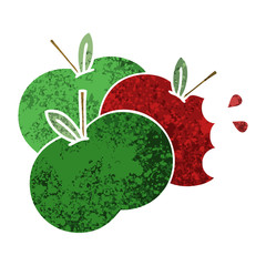 retro illustration style cartoon juicy apple