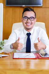 Happy successful businessman