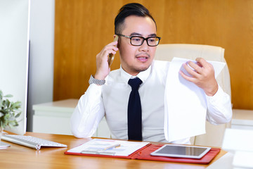 Businessman working with document