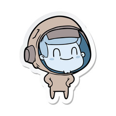 sticker of a happy cartoon astronaut man