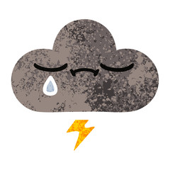 retro illustration style cartoon storm cloud