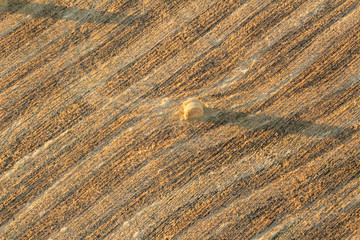 top view of a haystack on a wheat field
