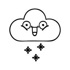 line drawing cartoon snow cloud
