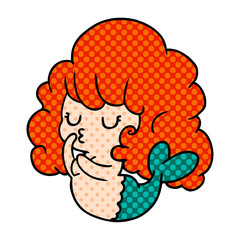 cartoon of cute kawaii mermaid girl