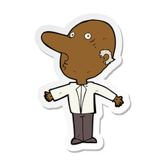 sticker of a cartoon confused middle aged man