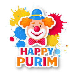 Happy Purim - greeting card for Jewish holiday. Vector.