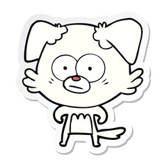 sticker of a nervous dog cartoon