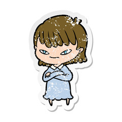 distressed sticker of a cartoon woman