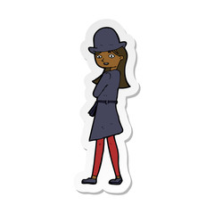 sticker of a cartoon female spy