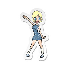 retro distressed sticker of a cartoon party girl