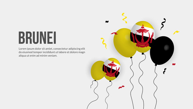 .Realistic ballon of brunei flag background.
