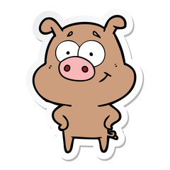 Naklejka na ściany i meble sticker of a happy cartoon pig