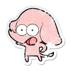 distressed sticker of a cute cartoon elephant