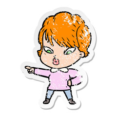 distressed sticker of a cartoon woman