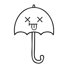 line drawing cartoon umbrella