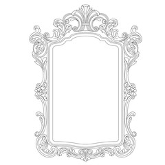 Vintage border frame engraving with retro ornament pattern in antique baroque style decorative design. Vector