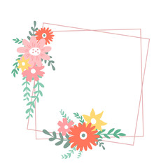 Geometric frame with flowers.