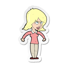 sticker of a cartoon mean woman