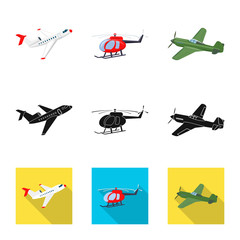 Isolated object of plane and transport symbol. Collection of plane and sky vector icon for stock.