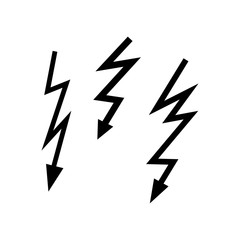 Lightning vector set icon. Thunder charging power for electricity energy and batteries. Thunderstorm.