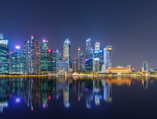 Singapore Skyline cityscape view twilight sky and beautiful night view for marina bay.