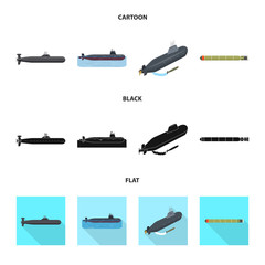 Vector design of war  and ship sign. Set of war  and fleet stock symbol for web.