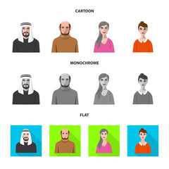 Vector design of hairstyle and profession  sign. Set of hairstyle and character  stock symbol for web.