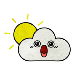 retro grunge texture cartoon sun and cloud