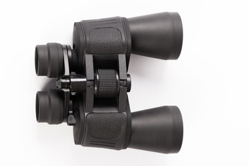 Black binoculars isolated on white background