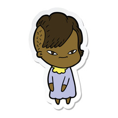 sticker of a cute cartoon girl with hipster haircut