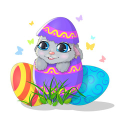 Vector illustration of Easter Bunny in egg. EPS 10