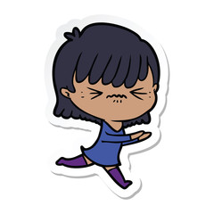 sticker of a annoyed cartoon girl