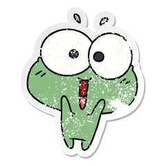 distressed sticker cartoon kawaii excited cute frog