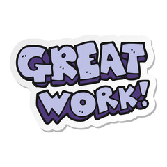 sticker of a great work cartoon symbol