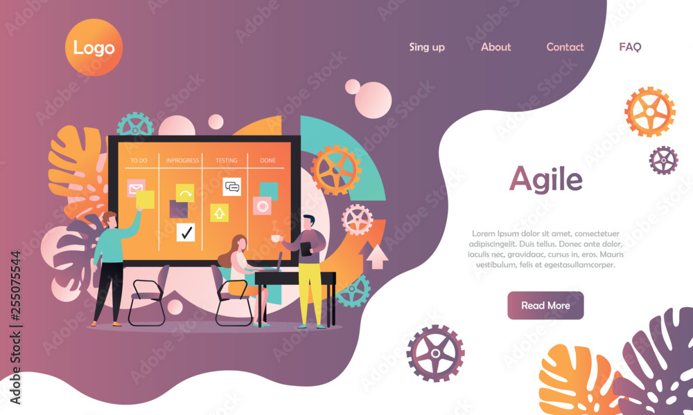Poster agile vector website landing page design template
