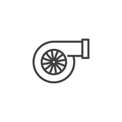 Fototapeta premium Car turbo line icon. linear style sign for mobile concept and web design. Turbocharger automotive part outline vector icon. Symbol, logo illustration. Pixel perfect vector graphics