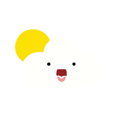 flat color retro cartoon sun and cloud