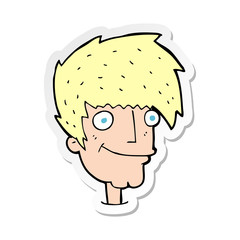 sticker of a cartoon smiling man