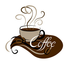 Obraz premium Vector logo cup of coffee.