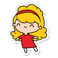 sticker cartoon kawaii girl with head band