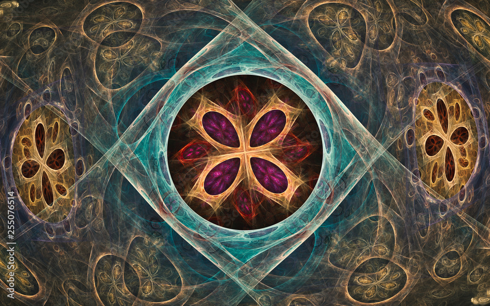 Aufkleber digital generated image in the form of abstract geometric shapes of various shades and colors for us
