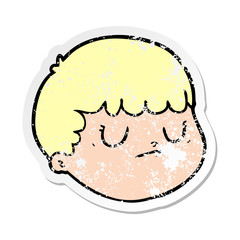 distressed sticker of a cartoon male face